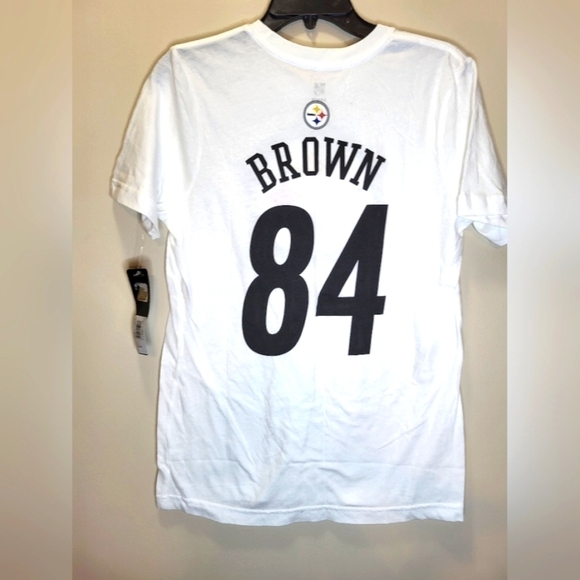 NFL Pittsburgh Steelers Youth 14/16  large NWT white tee Brown #84 - Picture 8 of 11